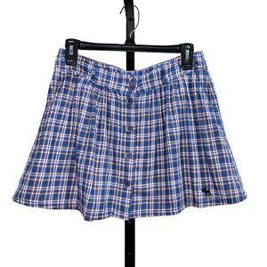 Abercrombie & Fitch Smocked Plaid Button Up Mini Skirt - Size S